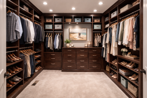 Closet Remodeling Dark Wood.