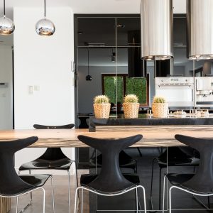 Modern kitchen with custom cabinetry, quartz countertops, and contemporary finishes.